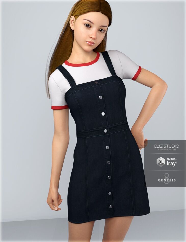 Dforce Hnc Denim Mini Dress Outfit For Genesis Females Render State