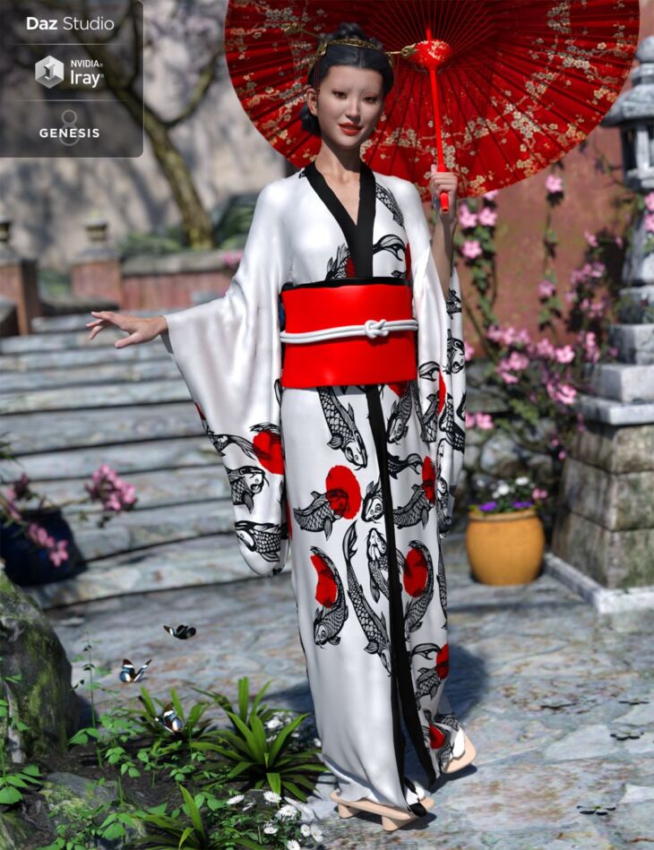 Dforce Kimono Outfit For Genesis Female S Render State