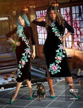 Dforce Long Sleeve Cheongsam For Genesis Female S Render State