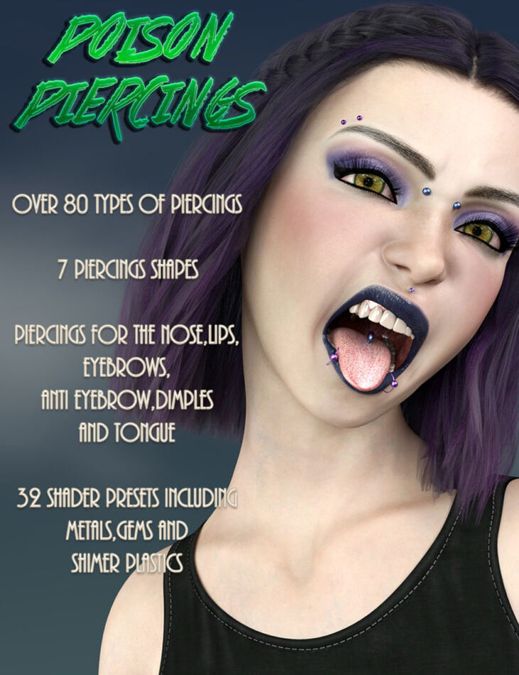 Poison Piercings for Genesis 8 Female