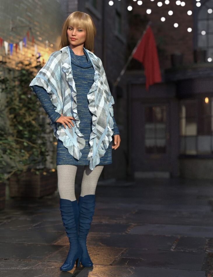 dForce Collection 02 - Winter Dress & Cape for Genesis 8 Female(s)