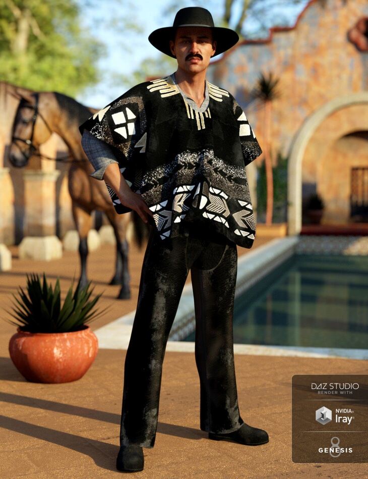 dForce Western Poncho Outfit for Genesis 8 Male(s) - Render-State