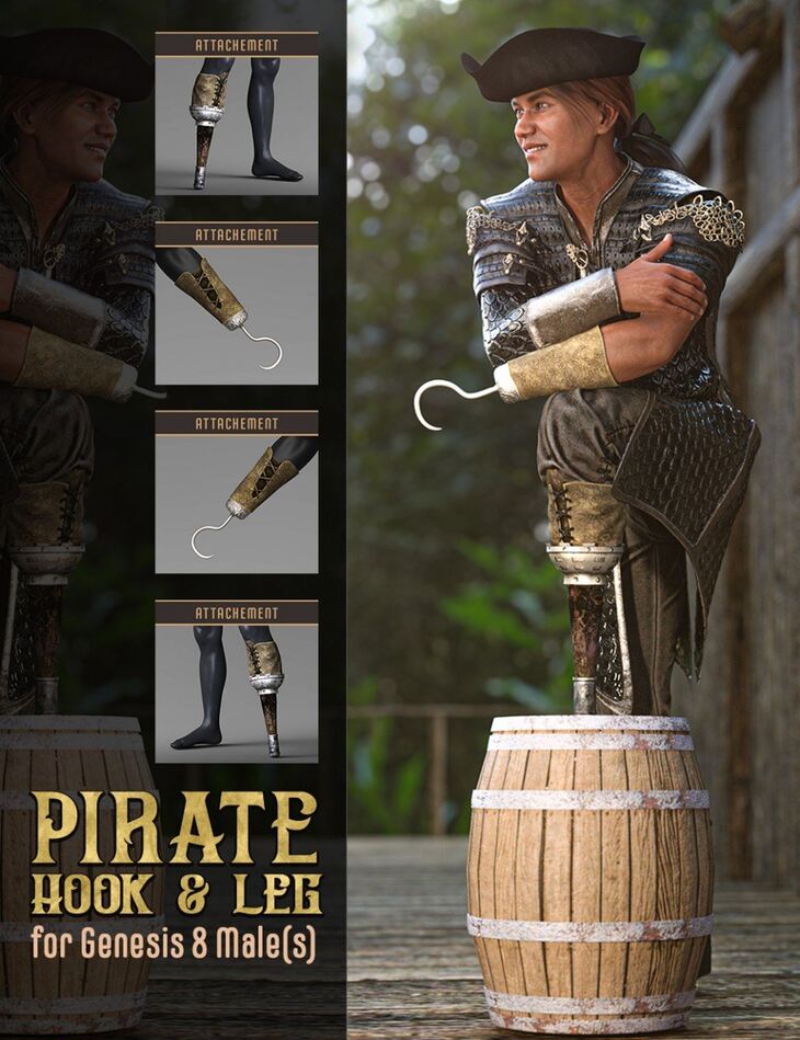 Pirate Hook and Leg for Genesis 8 Male(s) - Render-State