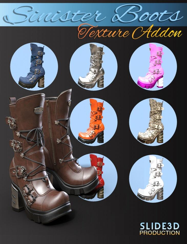 Slide3D Sinister Boots for Genesis 3 Female(s) Texture Addons – Render ...