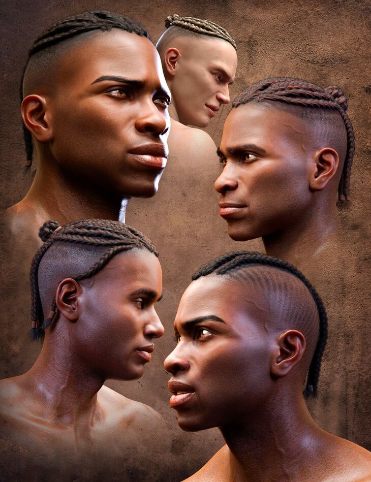 Corn Row Hair Set For Genesis 8.1 And Genesis 8 Males – Render-State