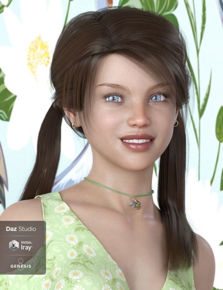 Long Pigtail Anime Hair for Genesis 3 and 8 Female(s)