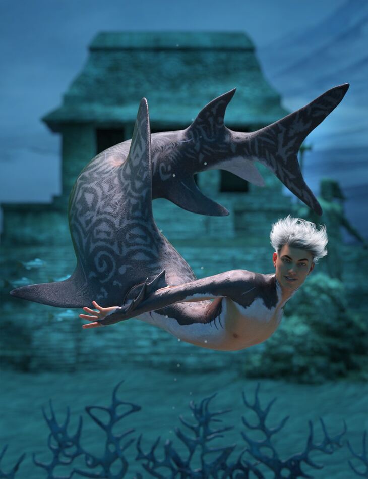 Shark Boy Hierarchical Poses for Genesis 8 Male and FPE Shark Tail ...