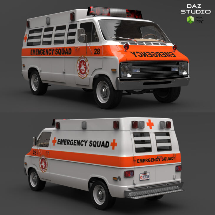 DODGE VAN AMBULANCE for DAZ Studio - Render-State