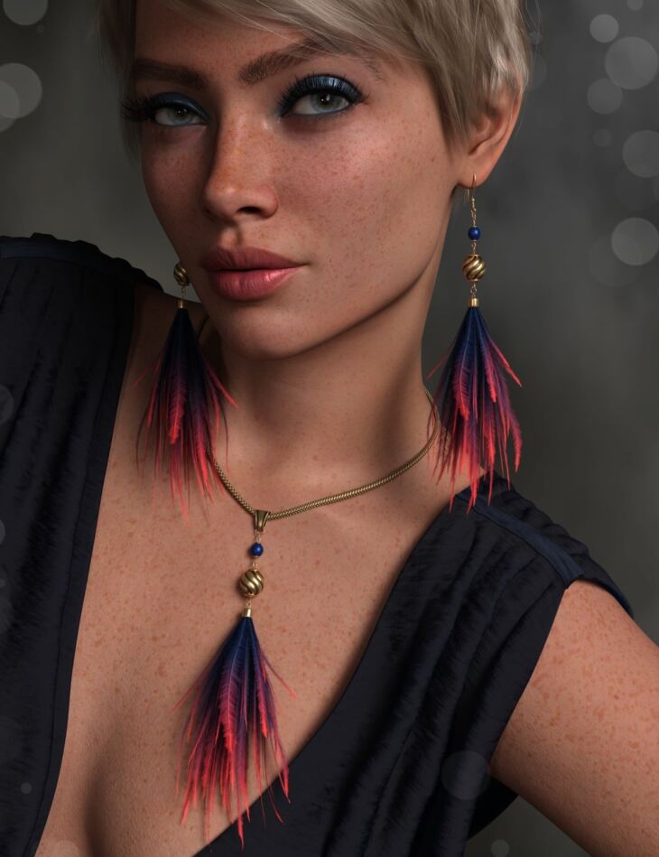 Fk Feathery Bits Jewelry Set For Genesis 9 8 And 8 1 Females Render