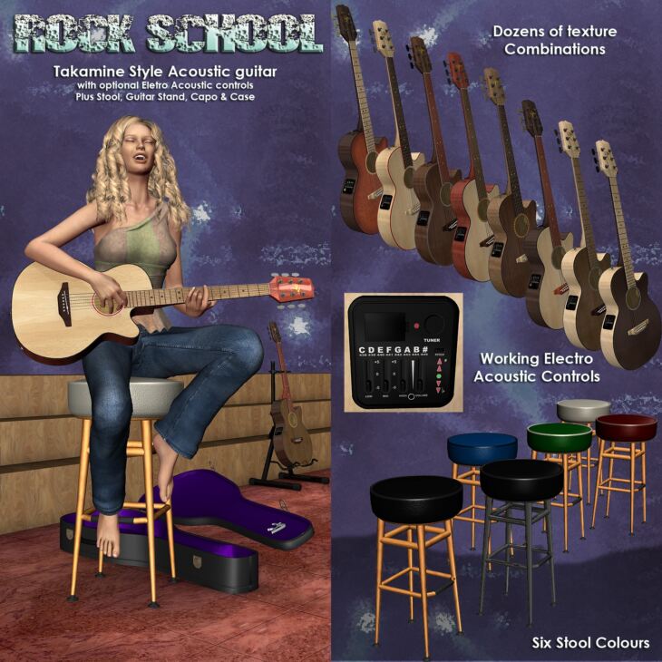 Rock School Electro Acoustic Guitar - Render-State