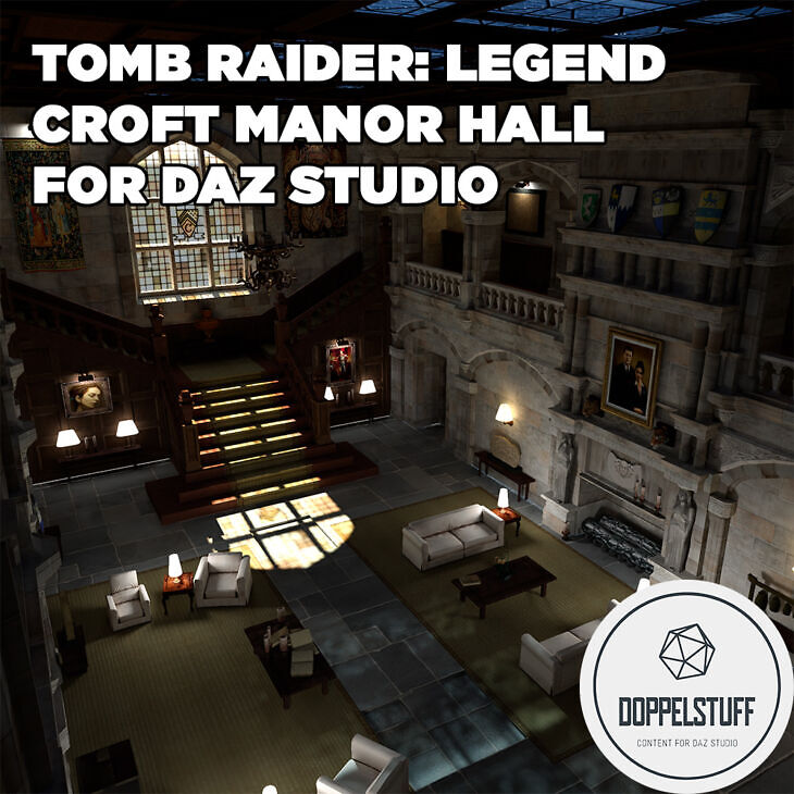 Tomb Raider: Legend Croft Manor Hall for DAZ Studio - Render-State