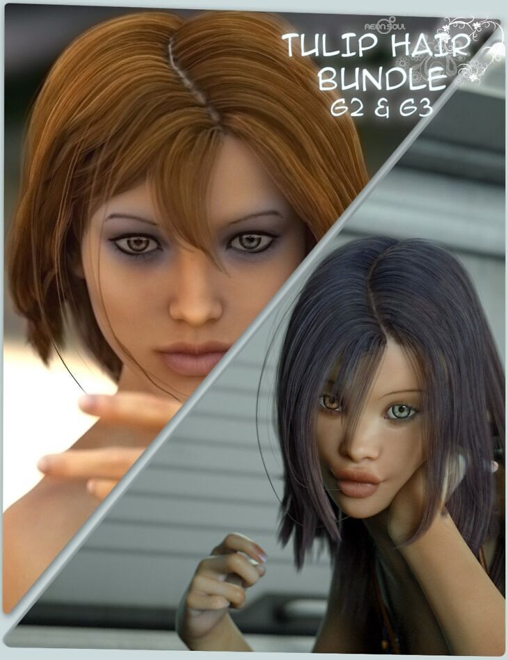 Tulip Hair For Genesis 2 Female S And Genesis 3 Female S Bundle